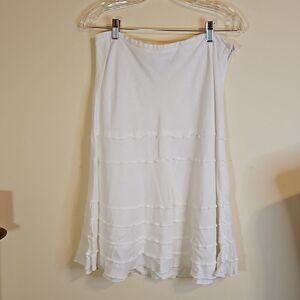 Sharangano White Tiered A-Line Midi Skirt - Size 10P